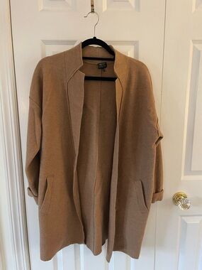Lord & Taylor Open-Front Camel Trench Coatigan